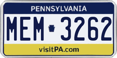 PA license plate MEM3262