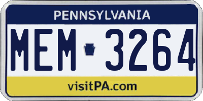 PA license plate MEM3264