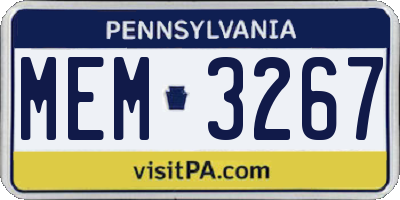 PA license plate MEM3267