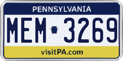 PA license plate MEM3269