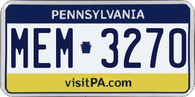 PA license plate MEM3270