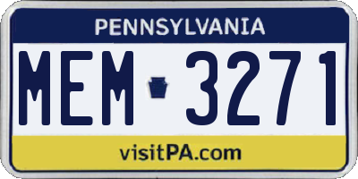 PA license plate MEM3271