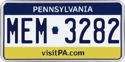 PA license plate MEM3282