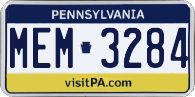 PA license plate MEM3284