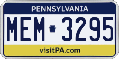 PA license plate MEM3295