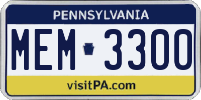 PA license plate MEM3300