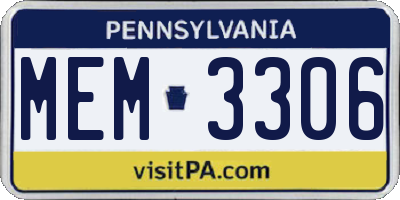 PA license plate MEM3306