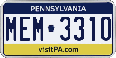 PA license plate MEM3310