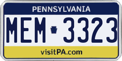 PA license plate MEM3323