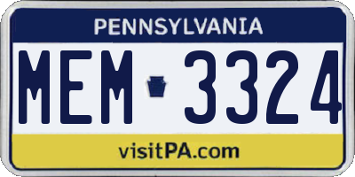 PA license plate MEM3324