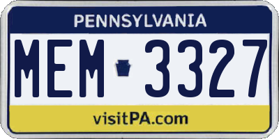 PA license plate MEM3327
