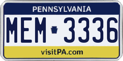 PA license plate MEM3336
