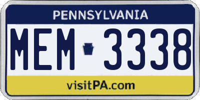 PA license plate MEM3338