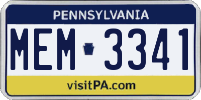 PA license plate MEM3341