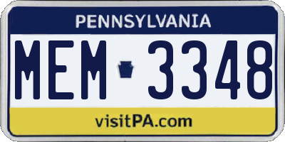 PA license plate MEM3348