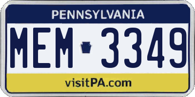 PA license plate MEM3349