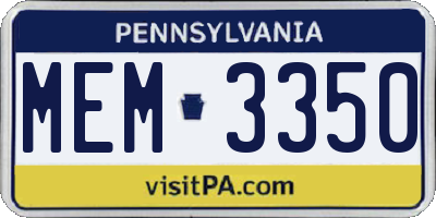 PA license plate MEM3350