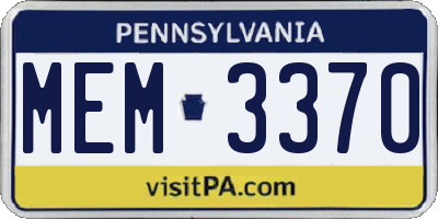 PA license plate MEM3370