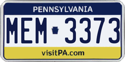 PA license plate MEM3373