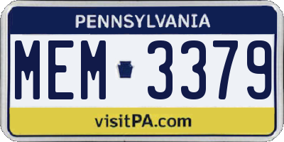 PA license plate MEM3379