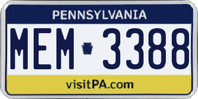 PA license plate MEM3388