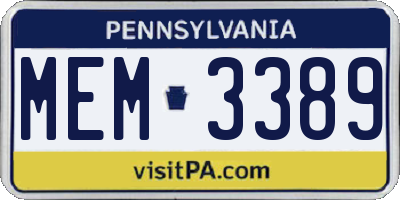 PA license plate MEM3389