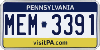 PA license plate MEM3391