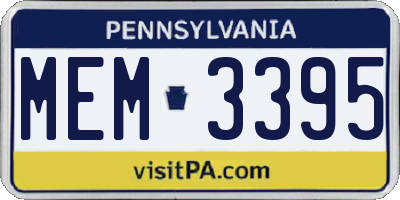 PA license plate MEM3395