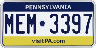 PA license plate MEM3397