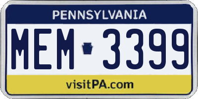 PA license plate MEM3399