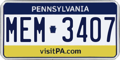 PA license plate MEM3407