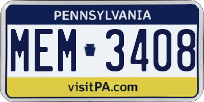 PA license plate MEM3408