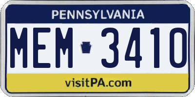 PA license plate MEM3410