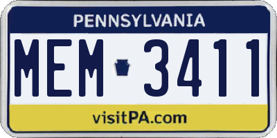 PA license plate MEM3411