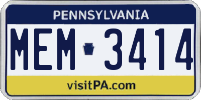 PA license plate MEM3414