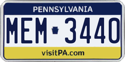 PA license plate MEM3440