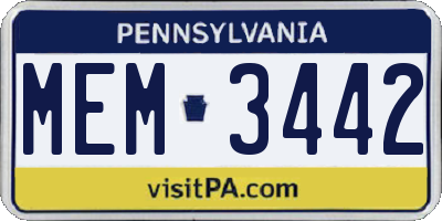 PA license plate MEM3442