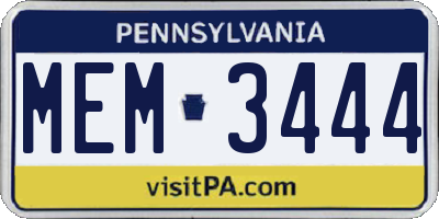 PA license plate MEM3444