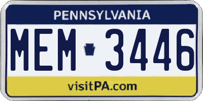 PA license plate MEM3446