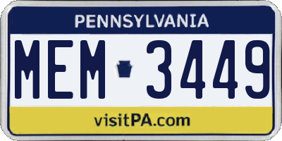 PA license plate MEM3449