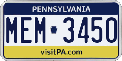 PA license plate MEM3450