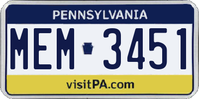 PA license plate MEM3451