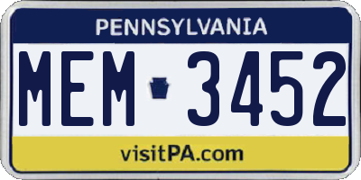 PA license plate MEM3452
