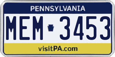 PA license plate MEM3453
