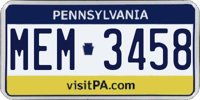 PA license plate MEM3458