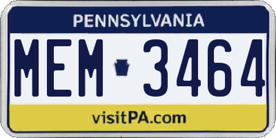 PA license plate MEM3464