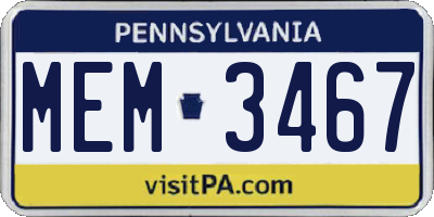 PA license plate MEM3467