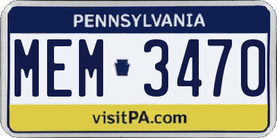 PA license plate MEM3470