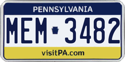 PA license plate MEM3482