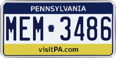 PA license plate MEM3486